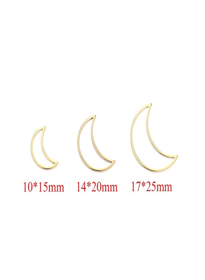 Excellentcrafts Brass Half Moon Shape Open Back Resin Bezel for Making Pendants, Keychains, Earrings, DIY Jewellery Using for Resin Craft (Pack of 10 pcs) (13x20mm, Gold) - Image 2